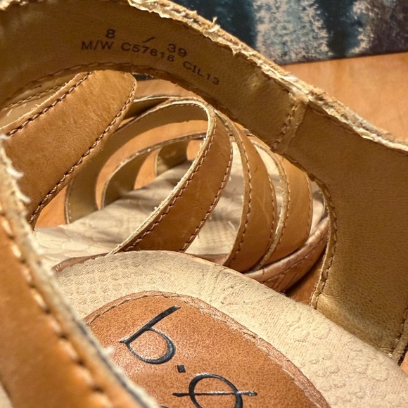 b.o.c. by Born Concept Boho Cross Strap Tan Leather Cork Wedge Sandals: 8 Women - Picture 11 of 11